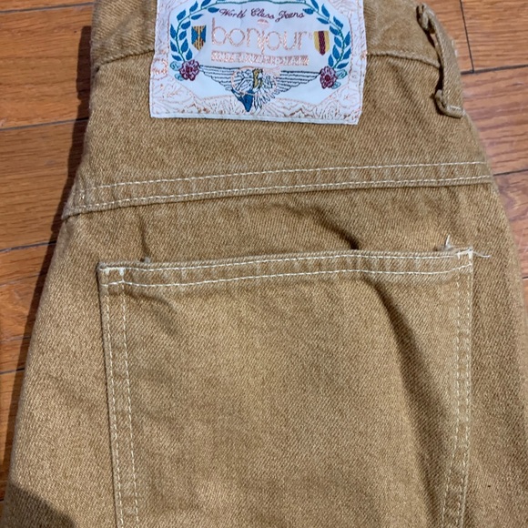 90’s Bonjour high waist tapered Leg Tan jeans Made in USA vintage 12 (runs small - Picture 6 of 10